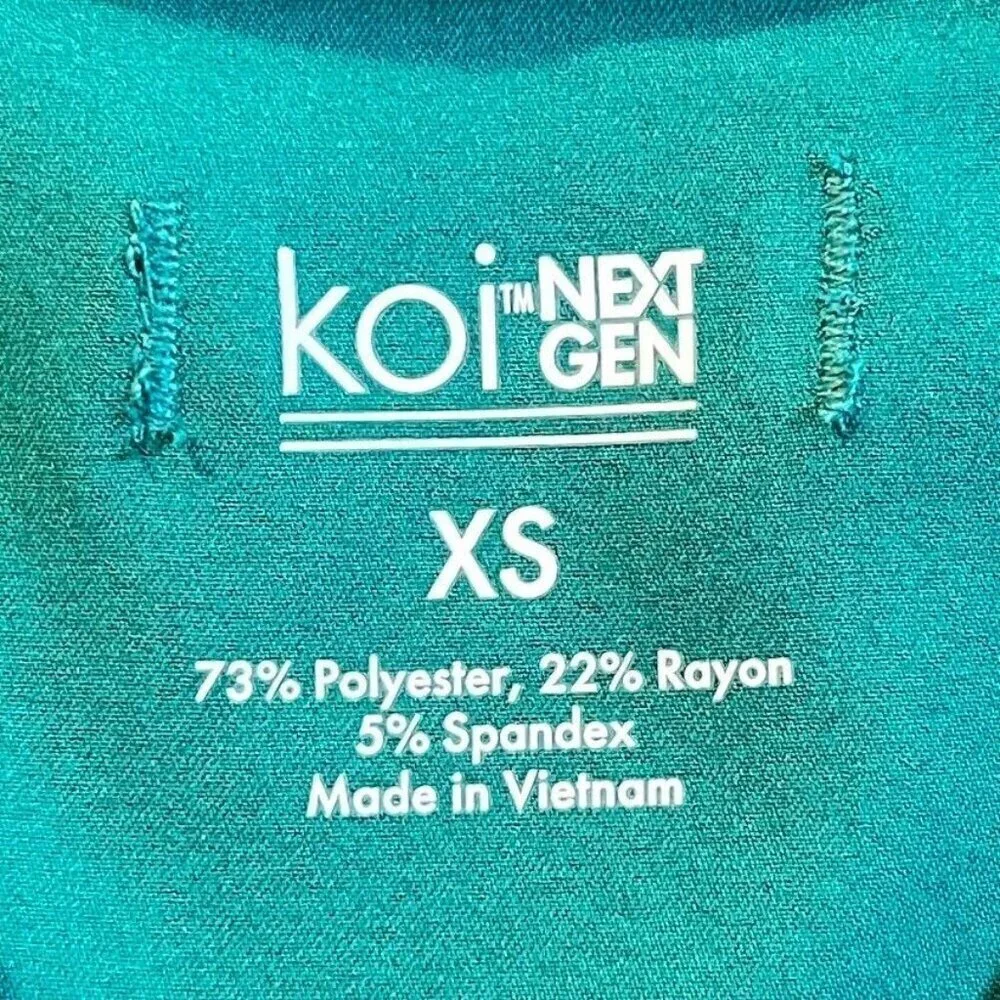 NWT koi Next Gen Hustle and Heart Women's 3-Pocket Stretch Scrub Top XS Green - Picture 7 of 8